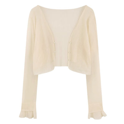 Mint Mambo Sunscreen Cardigan Women's Thin Small Shawl Summer Sling Skirt Outer Blouse Tulle Top