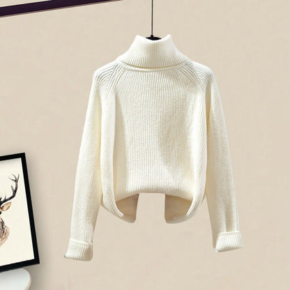 Plus Size Women's Autumn and Winter Suit 2025 New Stylish Patchwork Knitted Sweater Slimming Jeans Two-Piece Set