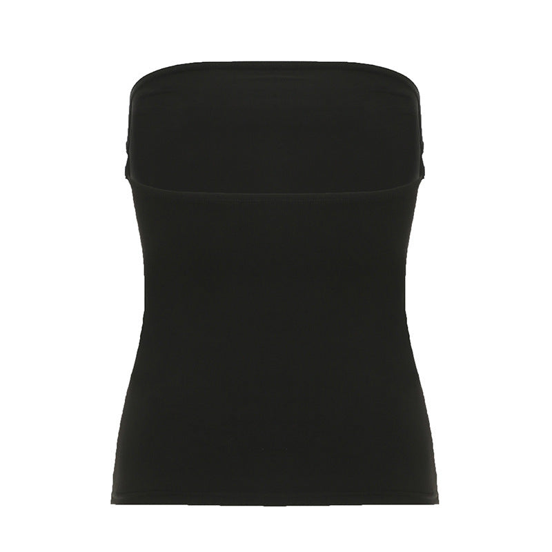 Women’s Y2K Wings Print Tube Top – Dark Retro Contrast Color Slim-Fit Fashion Crop Top