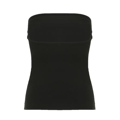 Women’s Y2K Wings Print Tube Top – Dark Retro Contrast Color Slim-Fit Fashion Crop Top