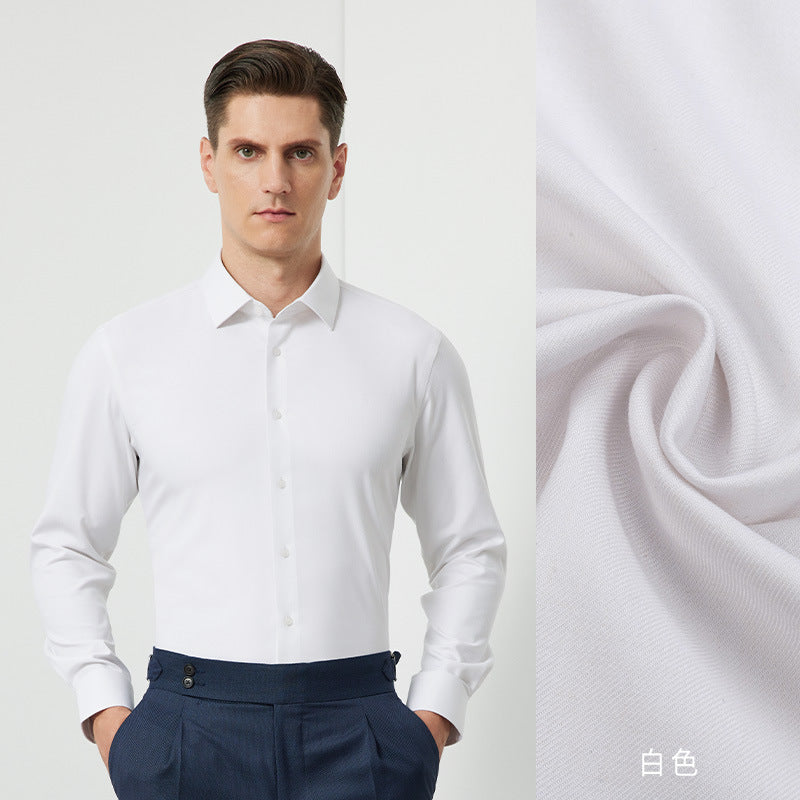 Men's Long-Sleeved Shirt Made of Sheep Wool, Machine Washable, Autumn and Winter 2025, Modal Thickened, Business High-End Casual Shirt