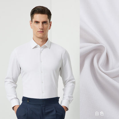 Men's Long-Sleeved Shirt Made of Sheep Wool, Machine Washable, Autumn and Winter 2025, Modal Thickened, Business High-End Casual Shirt