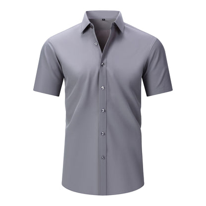 Cross-Border Four-Way Stretch Shirt Men's Shirt Wrinkle-Free and Anti-Wrinkle Amazon Export Thin Cardigan Long-Sleeved Shirt for Men