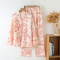 New Chinoiserie Pure Cotton Double-Layer Cotton Gauze Women's Pajamas Spring, Autumn and Summer Thin Long-Sleeved Lace-Up Home Clothes Set