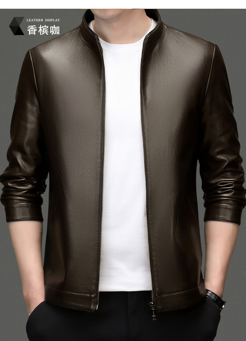 Innoobani | Popular Men's Stand Collar Ecological Leather Jacket High Quality Leather Jacket Men's Jacket | Thin and Thick Optional 2336