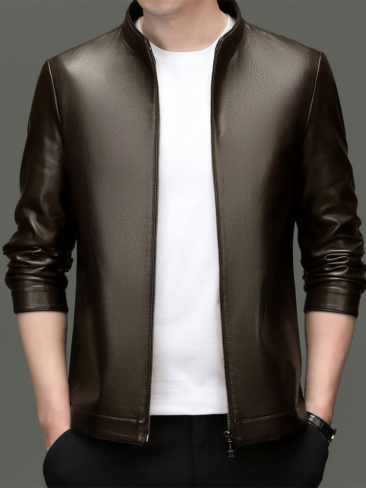 Innoobani | Popular Men's Stand Collar Ecological Leather Jacket High Quality Leather Jacket Men's Jacket | Thin and Thick Optional 2336