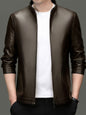 Innoobani | Popular Men's Stand Collar Ecological Leather Jacket High Quality Leather Jacket Men's Jacket | Thin and Thick Optional 2336