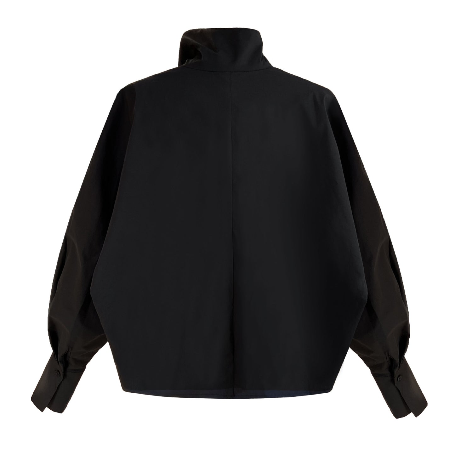 Luxi profile stacked stand collar deep V-neck white shirt Women's lazy batwing sleeve elegant large commuter shirt 9618