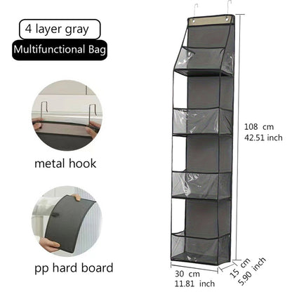 Wall-Mounted Storage Hanging Bag Behind the Door, Multi-Layered Dormitory Storage, Multifunctional Clothing and Toy Plastic Bag Storage Bag