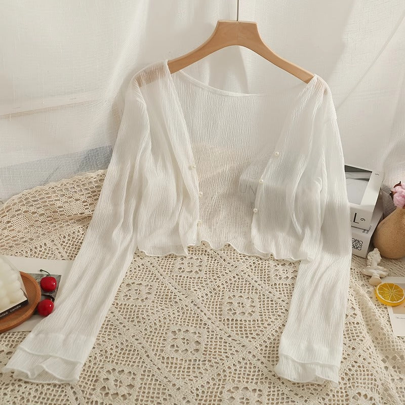 Mint Mambo Sunscreen Cardigan Women's Thin Small Shawl Summer Sling Skirt Outer Blouse Tulle Top