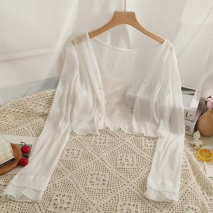Mint Mambo Sunscreen Cardigan Women's Thin Small Shawl Summer Sling Skirt Outer Blouse Tulle Top