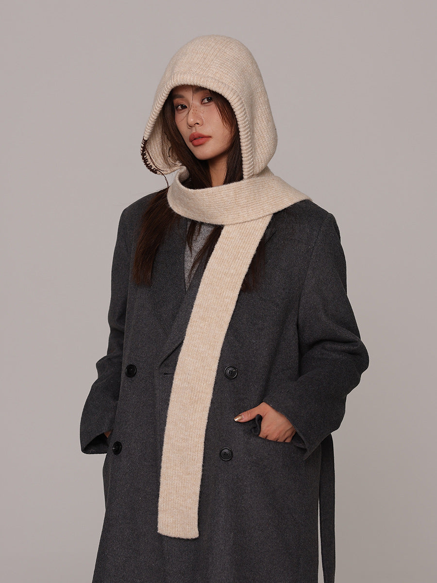 Autumn and winter new high-grade balaclava cap women's outer tie thick knitted warm earmuffs wool hat