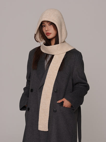 Autumn and winter new high-grade balaclava cap women's outer tie thick knitted warm earmuffs wool hat