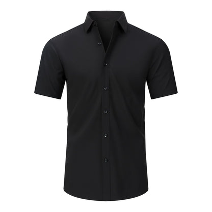 Cross-Border Four-Way Stretch Shirt Men's Shirt Wrinkle-Free and Anti-Wrinkle Amazon Export Thin Cardigan Long-Sleeved Shirt for Men