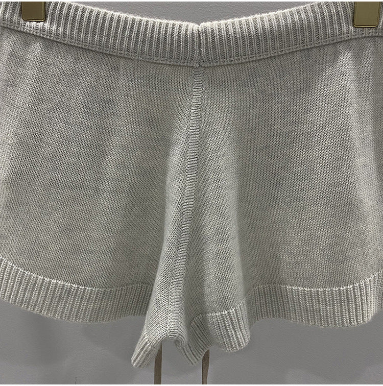 Men’s Dark Style Wool Knit Shorts – Black & Gray Casual Fashion Shorts, Comfortable Stylish Everyday Wear