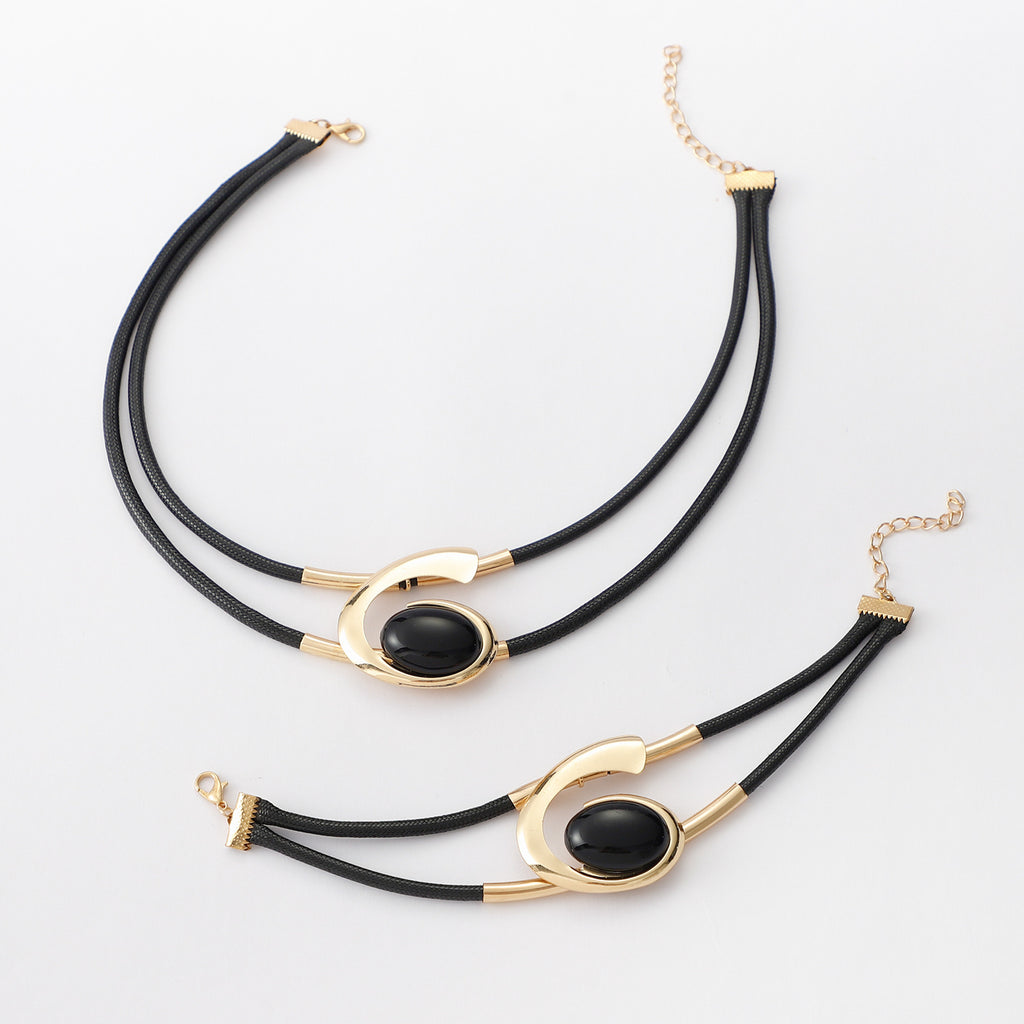 Bohemian Style Necklace Bracelet Set Black Acrylic Snail Set Combination Ladies Necklace Bracelet
