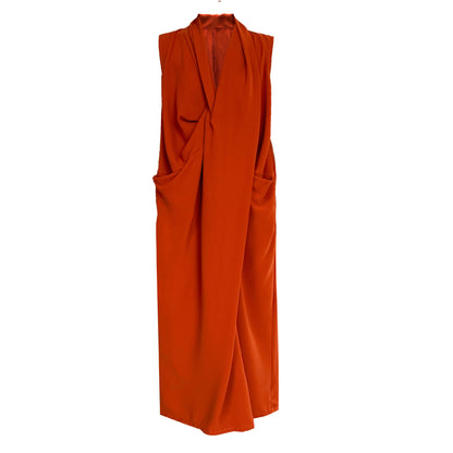 Luxi Elegant V-neck Sleeveless Kink Waist dress Women's Slimming Irregular High-end Hong Kong-style Long Skirt 3985