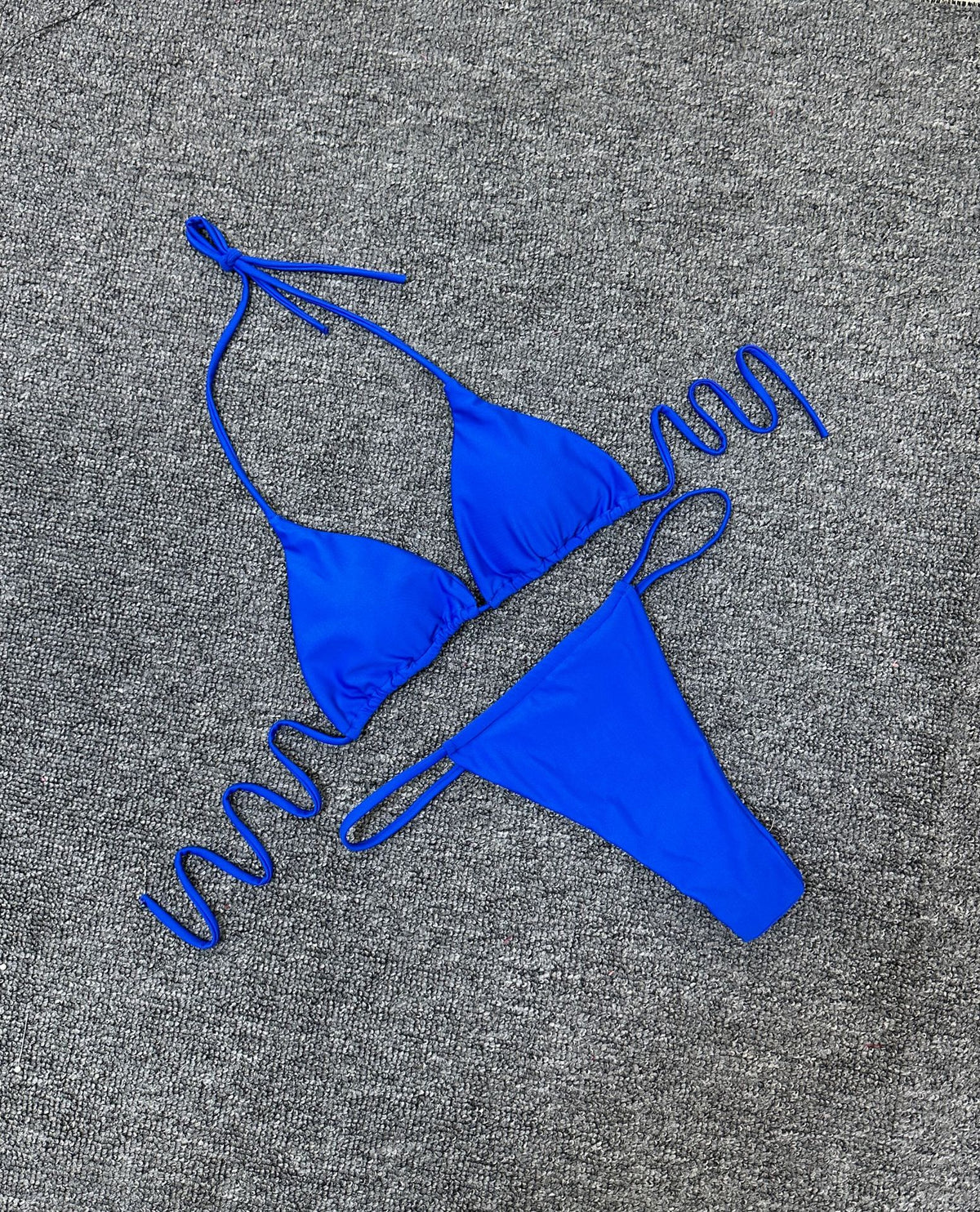 Women’s Solid Color Bikini Set – European & American Style Two-Piece Swimsuit with Stylish Split Design
