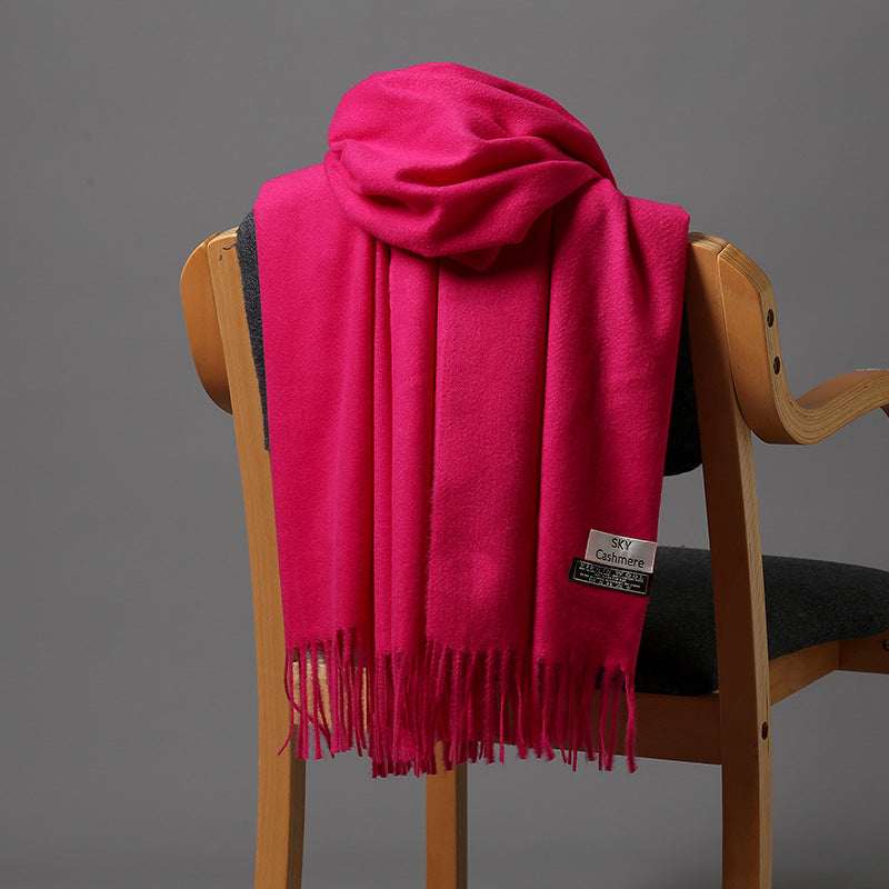 2025 Autumn and Winter Sky Pure Color Imitation Cashmere Scarf Single Color Thickeneded Warm Shawl New Candy Color Taobao Dropshipping