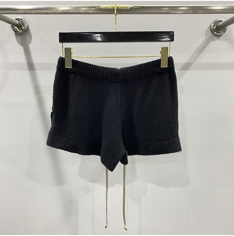 Men’s Dark Style Wool Knit Shorts – Black & Gray Casual Fashion Shorts, Comfortable Stylish Everyday Wear