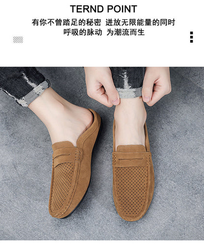 Men's Beanie Shoes, Half-Cup Breathable Toe-Toe Slip-Ons, Slip-On Half-Slippers, Men's Heelless Loafers for Men