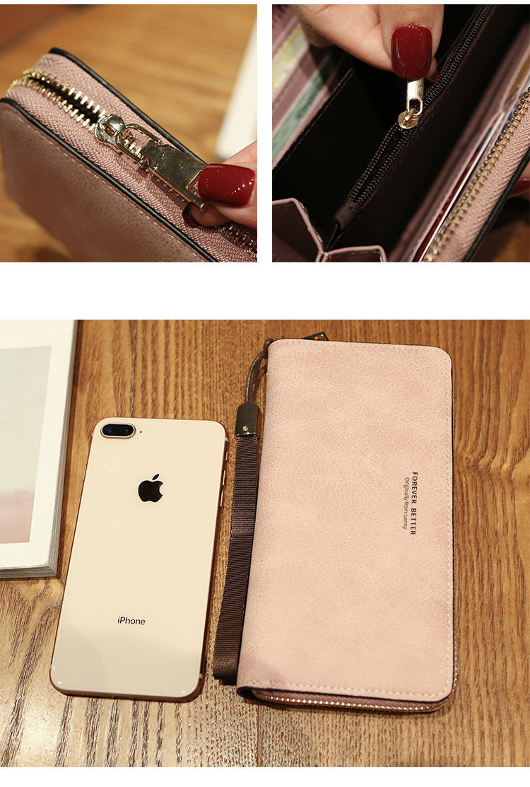 Lonny Women's Hand-Held Long Wallet Korean Style Handbag Multi-Functional Card Holder Mobile Phone Bag Coin Purse Women's Wallet