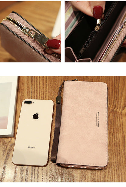 Lonny Women's Hand-Held Long Wallet Korean Style Handbag Multi-Functional Card Holder Mobile Phone Bag Coin Purse Women's Wallet