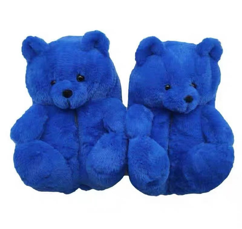 Cartoon Warm Teddy Bear Slippers Cute Little Bear Cotton Shoes Oversized Bear Indoor Home Shoes Winter Plush Wool Warm