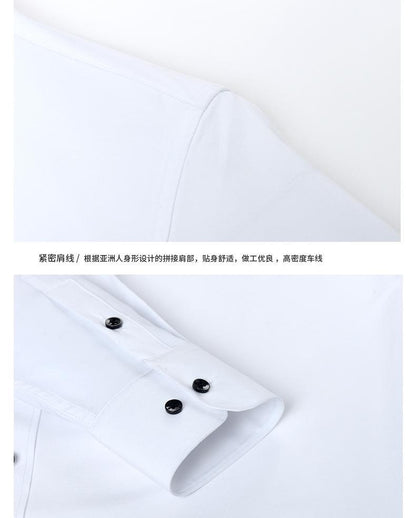 Cross-Border Four-Way Stretch Shirt Men's Shirt Wrinkle-Free and Anti-Wrinkle Amazon Export Thin Cardigan Long-Sleeved Shirt for Men