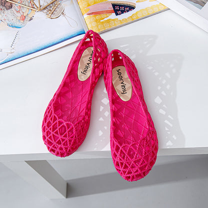 Plastic Sandals Women's 2022 New Summer Outer Wear Nurse Soft-soled Mother Shoes Hollow Non-slip Top Flat Hole Shoes