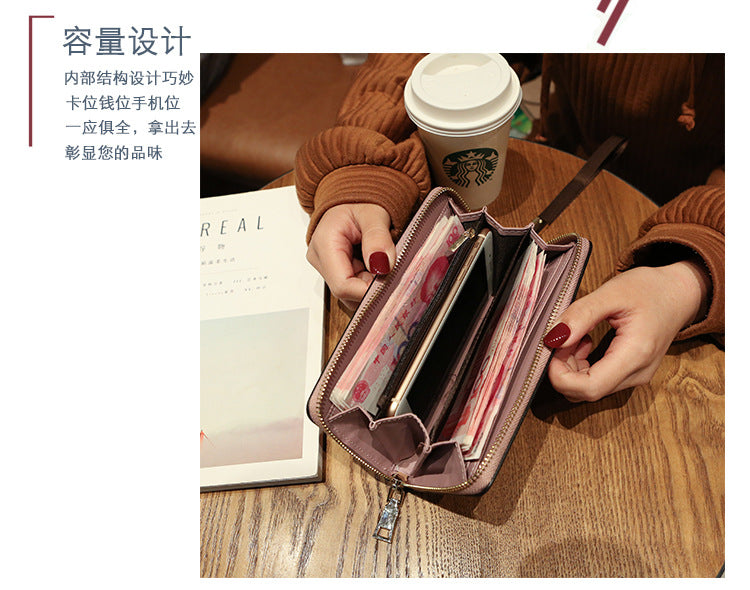 Lonny Women's Hand-Held Long Wallet Korean Style Handbag Multi-Functional Card Holder Mobile Phone Bag Coin Purse Women's Wallet