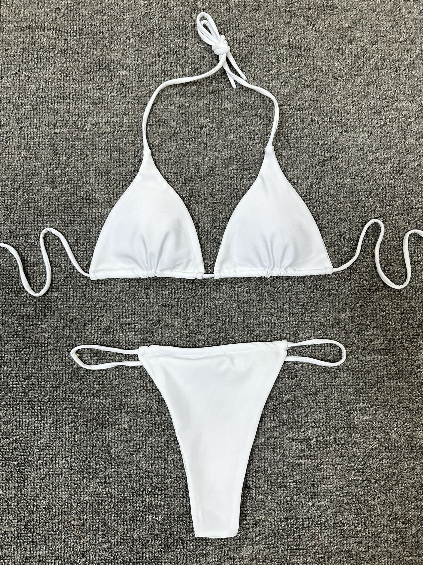 Women’s Solid Color Bikini Set – European & American Style Two-Piece Swimsuit with Stylish Split Design