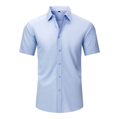 Cross-Border Four-Way Stretch Shirt Men's Shirt Wrinkle-Free and Anti-Wrinkle Amazon Export Thin Cardigan Long-Sleeved Shirt for Men
