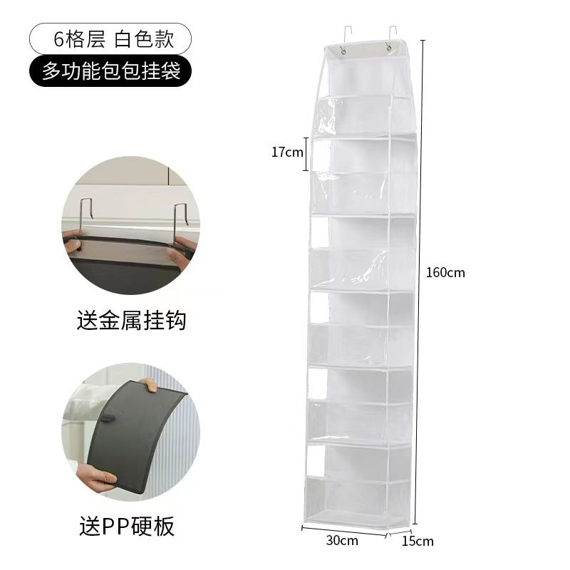Wall-Mounted Storage Hanging Bag Behind the Door, Multi-Layered Dormitory Storage, Multifunctional Clothing and Toy Plastic Bag Storage Bag