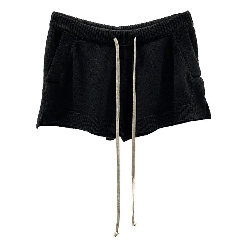 Men’s Dark Style Wool Knit Shorts – Black & Gray Casual Fashion Shorts, Comfortable Stylish Everyday Wear