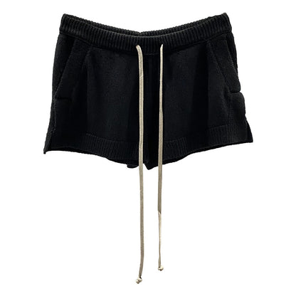 Men’s Dark Style Wool Knit Shorts – Black & Gray Casual Fashion Shorts, Comfortable Stylish Everyday Wear