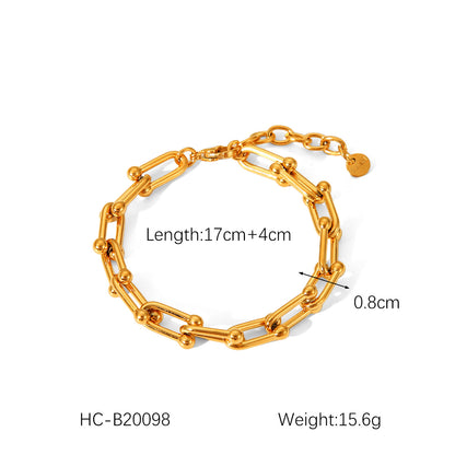 European and American Ins Style Internet Celebrity Jewelry U-Shaped Horseshoe Buckle Stainless Steel Necklace Women's Non-Fading Titanium Steel Bracelet Lock Earrings