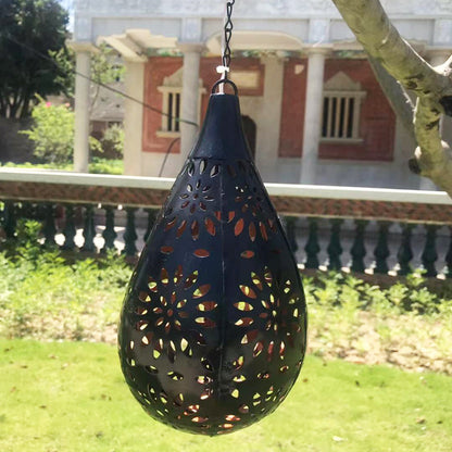 Cross-Border Iron Solar Light Pendant Drop-Shaped Garden Light Outdoor Light Garden Decorative Light Led Manufacturer Supply
