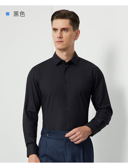 Men's Long-Sleeved Shirt Made of Sheep Wool, Machine Washable, Autumn and Winter 2025, Modal Thickened, Business High-End Casual Shirt