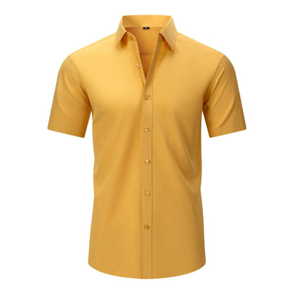 Cross-Border Four-Way Stretch Shirt Men's Shirt Wrinkle-Free and Anti-Wrinkle Amazon Export Thin Cardigan Long-Sleeved Shirt for Men