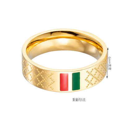 Cross-border stainless steel men's bracelet with red and green tape ring steel gold and black three color jewelry in stock wholesale