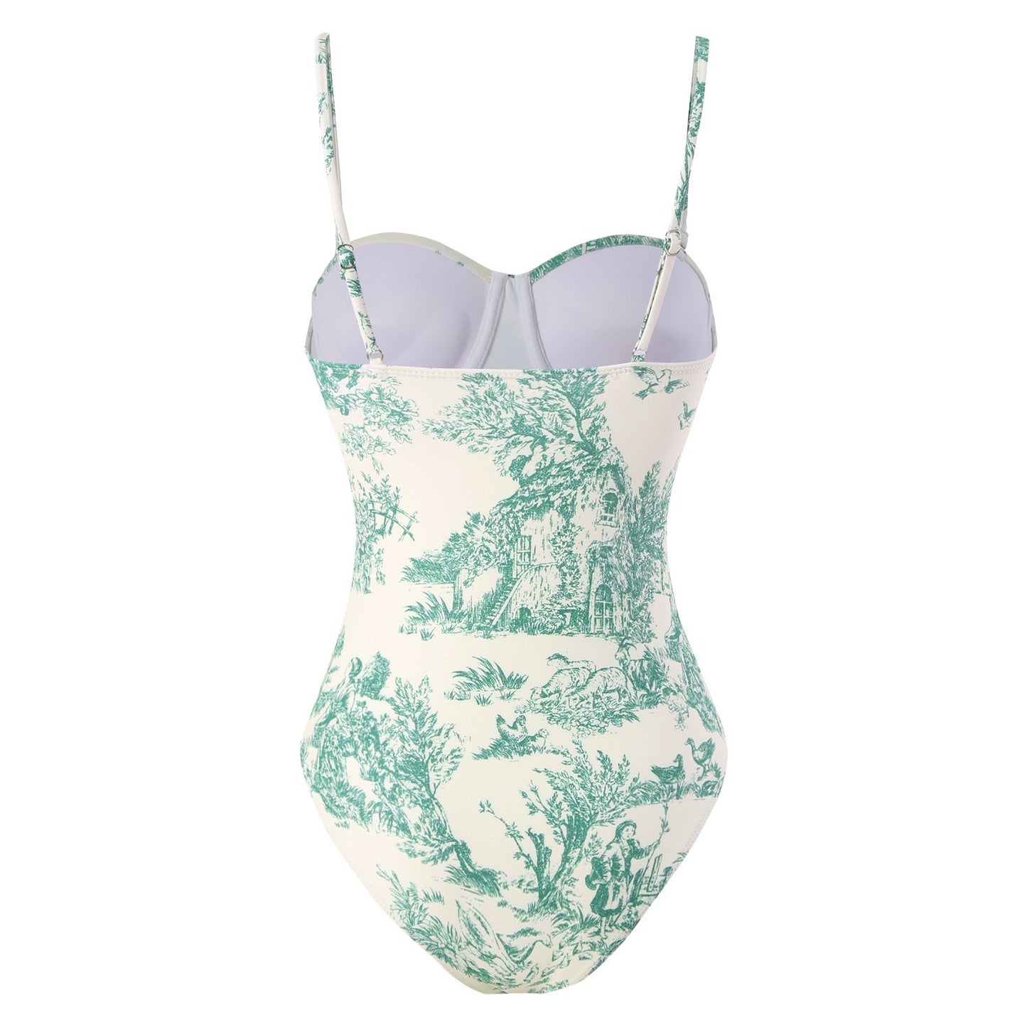 2025 European and American New Style One-Piece Swimsuit for Women, Slim-Fitting, Retro Tie-Up, Sun-Protective Long Skirt Two-Piece Set, Hard-Packed Swimsuit