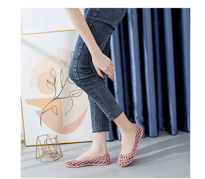 Plastic Sandals Women's 2022 New Summer Outer Wear Nurse Soft-soled Mother Shoes Hollow Non-slip Top Flat Hole Shoes