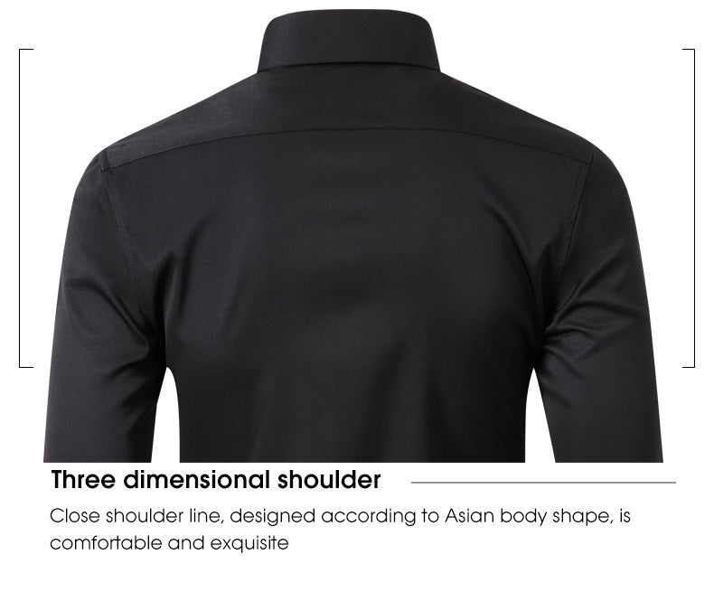 Cross-Border Four-Way Stretch Shirt Men's Shirt Wrinkle-Free and Anti-Wrinkle Amazon Export Thin Cardigan Long-Sleeved Shirt for Men