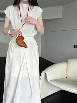 Luxi Elegant V-neck Sleeveless Kink Waist dress Women's Slimming Irregular High-end Hong Kong-style Long Skirt 3985