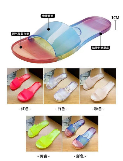 Summer New Crystal Slippers for Women, Large Size, Fashionable Jelly Outer Wear, Casual Home Couple, Deodorant Flip Flops, Cross-Border