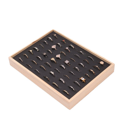 Simple solid wood small size hundred ring plate ring pair ring diamond ring silver ring ear studs storage display tray 48-bit plate