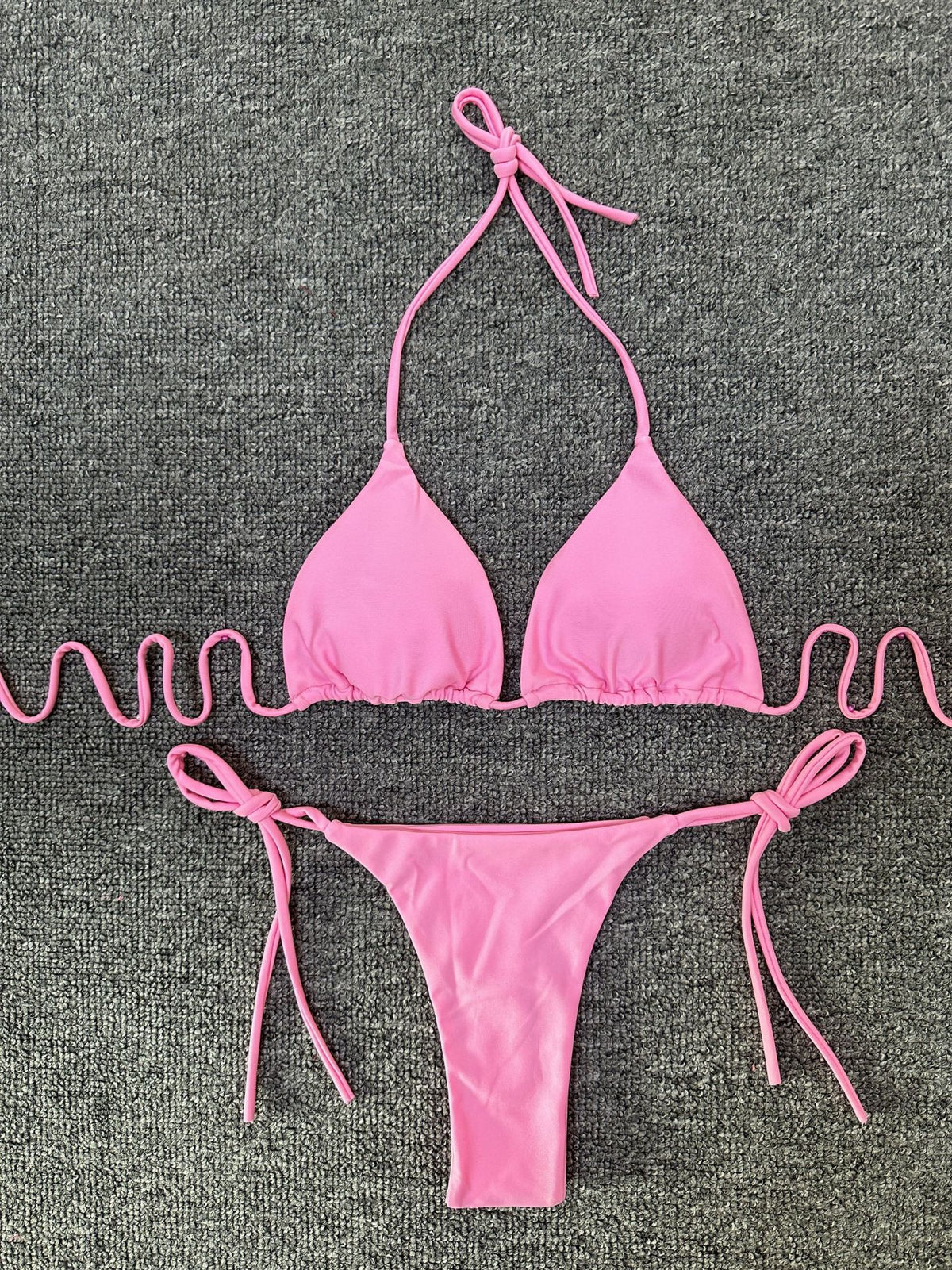 Manufacturers for Europe and the United States swimsuit strap high waist bikini solid color three-point sexy swimwear spot cross-border