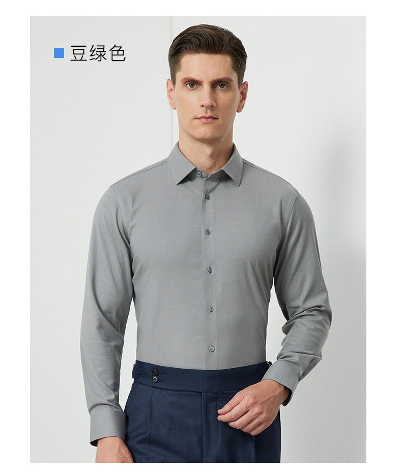 Men's Long-Sleeved Shirt Made of Sheep Wool, Machine Washable, Autumn and Winter 2025, Modal Thickened, Business High-End Casual Shirt