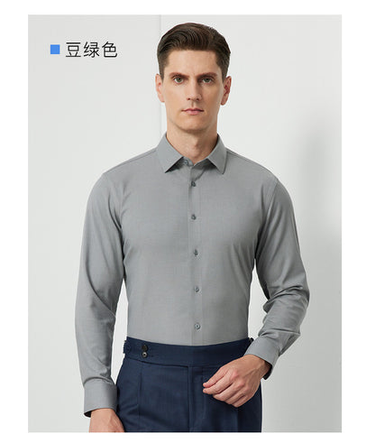 Men's Long-Sleeved Shirt Made of Sheep Wool, Machine Washable, Autumn and Winter 2025, Modal Thickened, Business High-End Casual Shirt